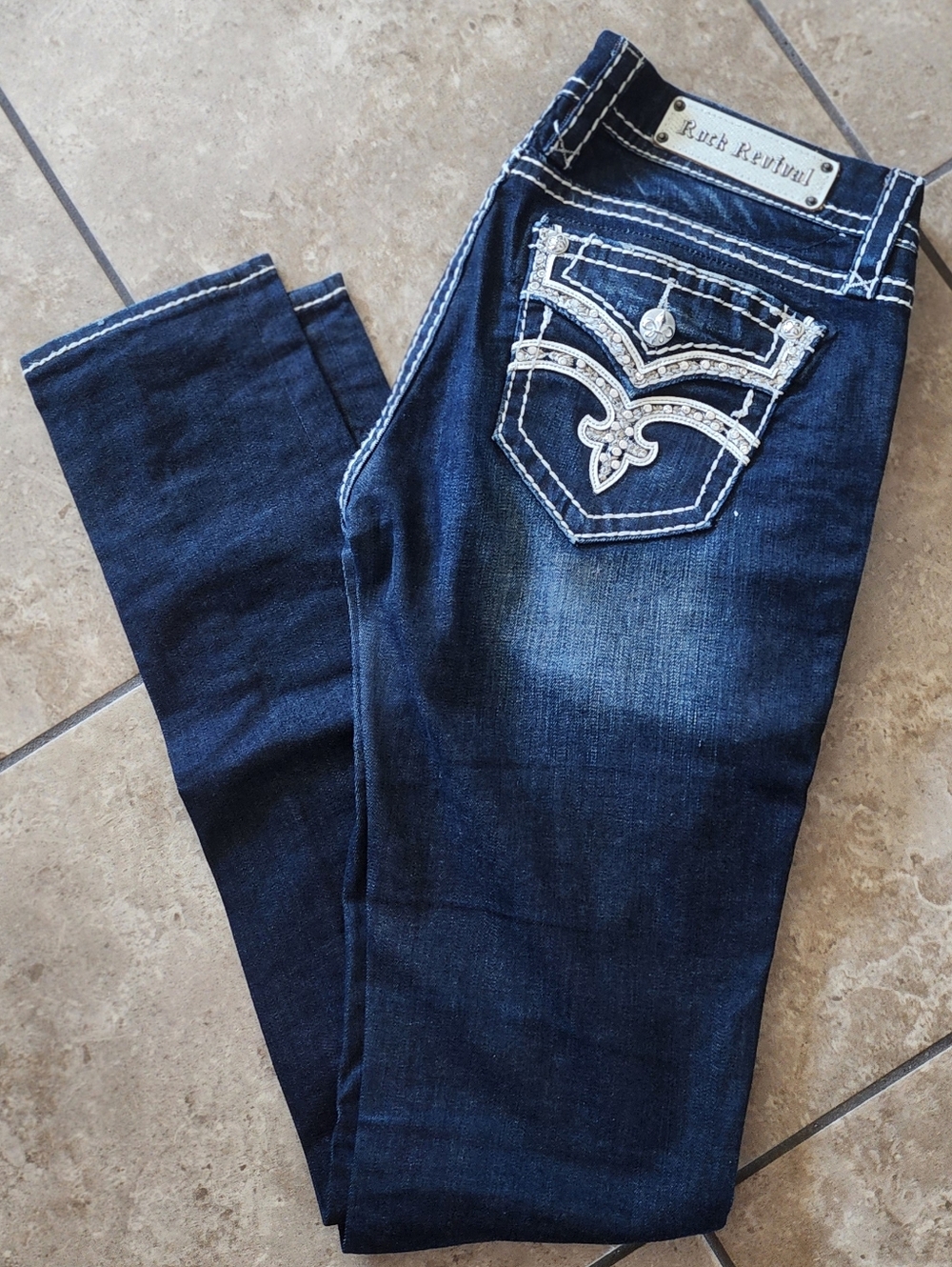 Rock Revival Dark Indigo Skinny Extra Long (37 inseam) Jeans NWOT